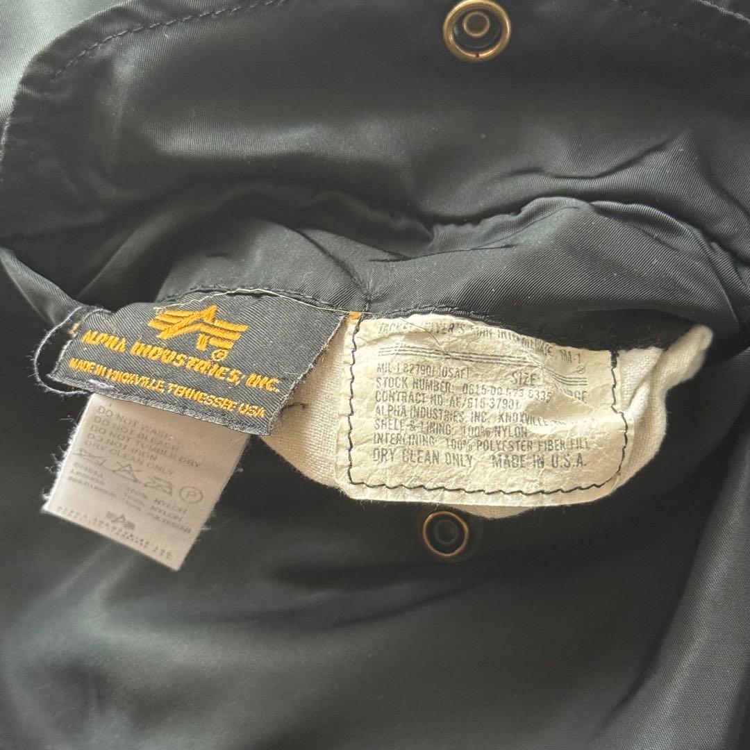 ALPHA MA-1 フライトジャケット　ミリタリー　USA製　バックロゴ　短丈