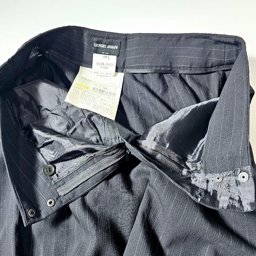 【極美品】ジョルジオアルマーニ　M　ストライプ　スーツ　セットアップ　ブラック