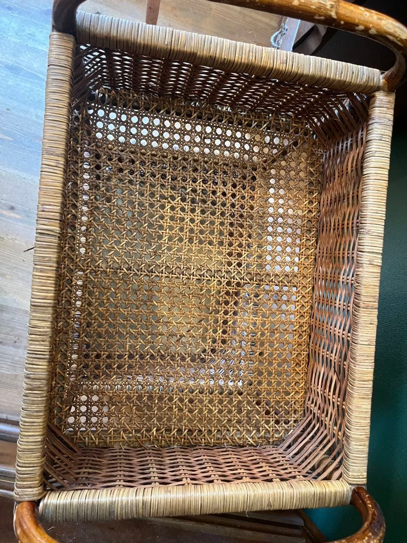 ランドリーバスケット 籐 かご 脱衣かご インテリア アンティーク 昭和レトロ
