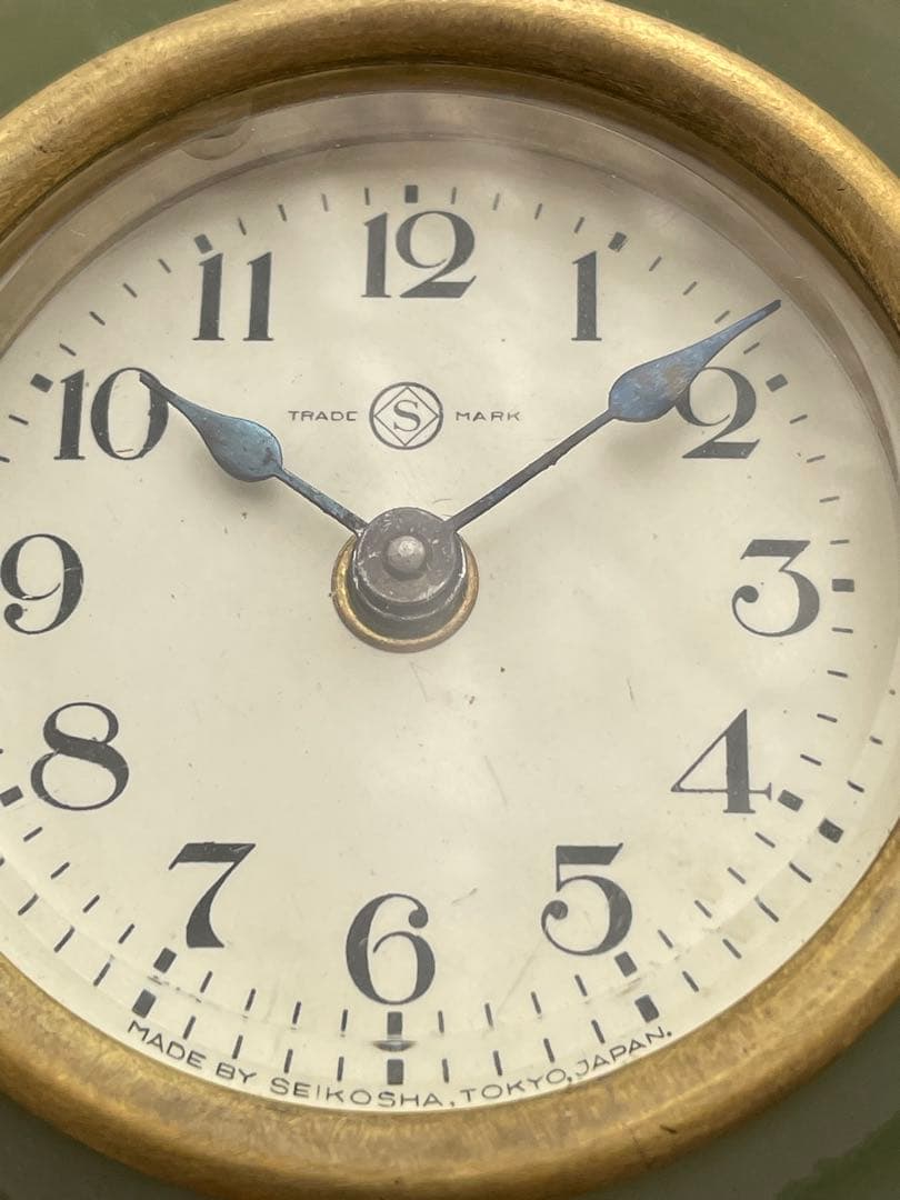 精工舎　アーチ型置き時計　ヴィンテージ レトロ　機械式　ウランガラス　ジャンク品