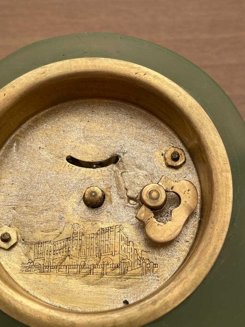 精工舎　アーチ型置き時計　ヴィンテージ レトロ　機械式　ウランガラス　ジャンク品