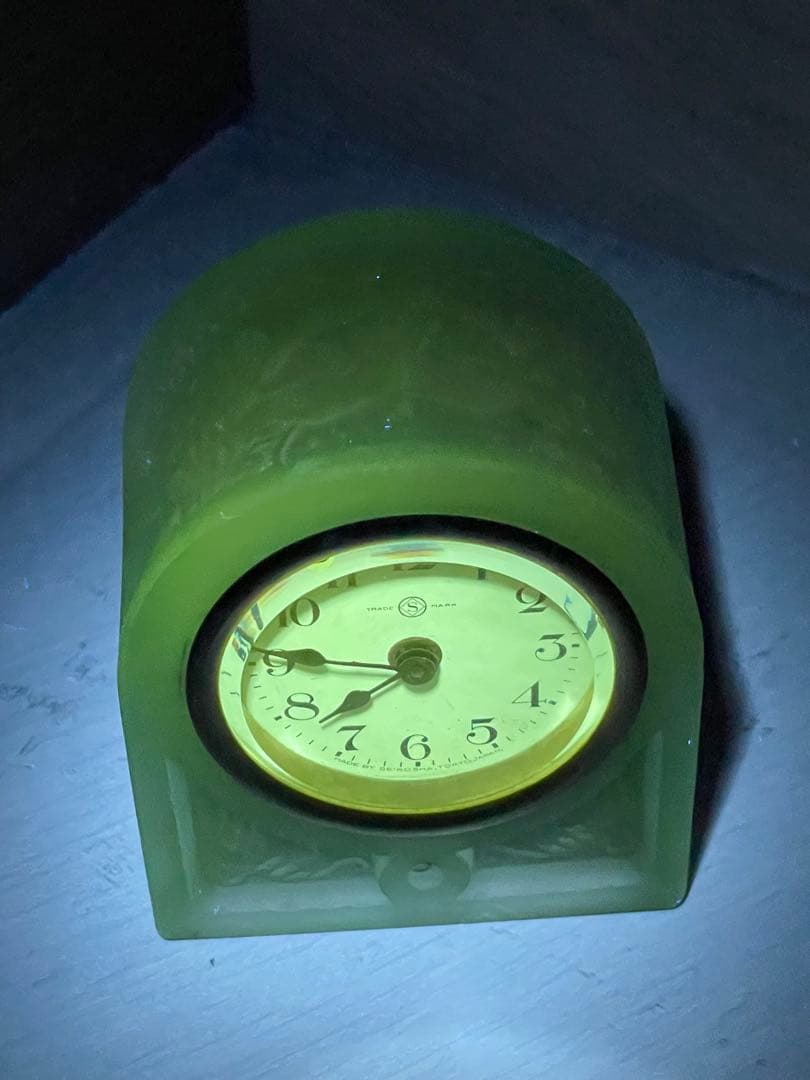 精工舎　アーチ型置き時計　ヴィンテージ レトロ　機械式　ウランガラス　ジャンク品