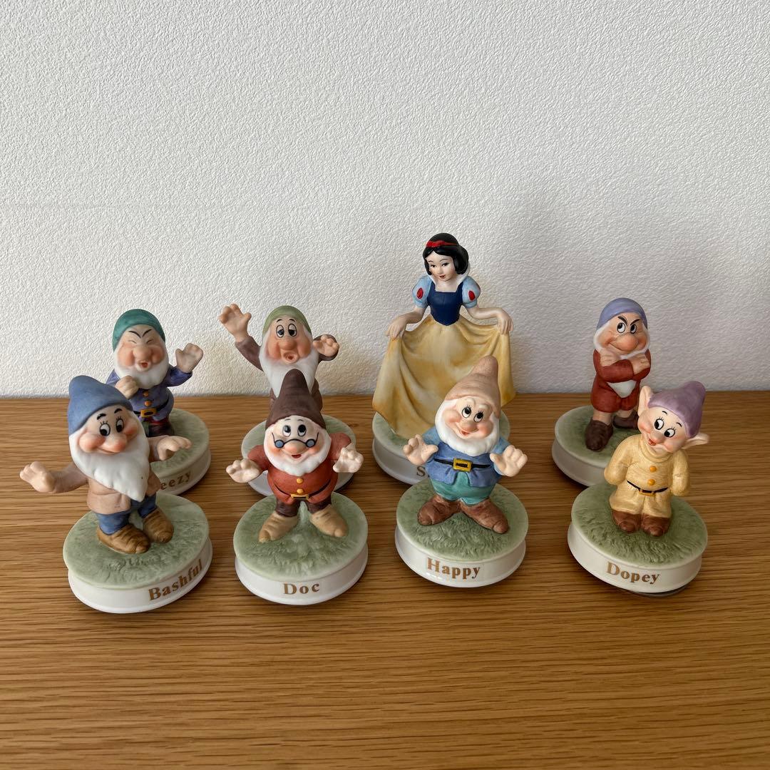 白雪姫と七人の小人 フィギュア オルゴール　陶器製 8体セット ディズニー