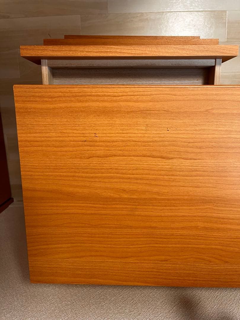 木目調キャビネット 5引き出し 2扉