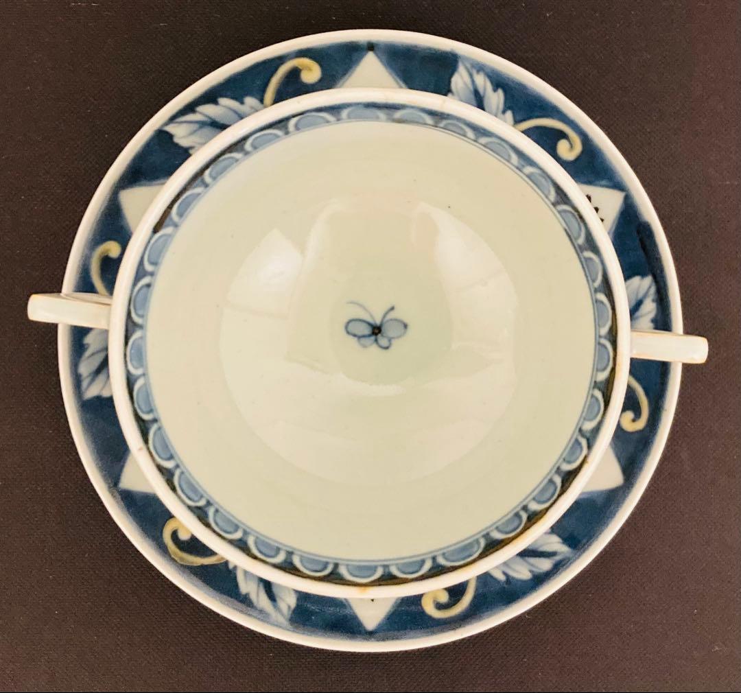 佐藤走波（六代）スープ碗皿　菖蒲花文