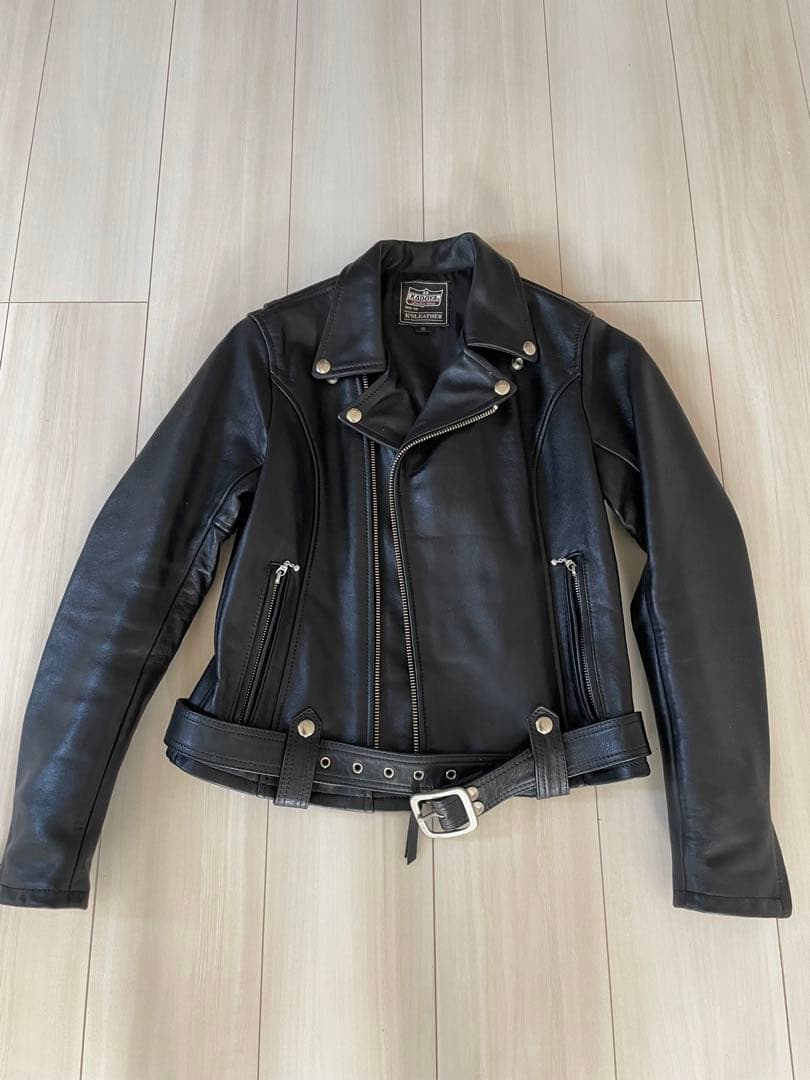レディース ブラック ダブルライダースジャケットKADOYA