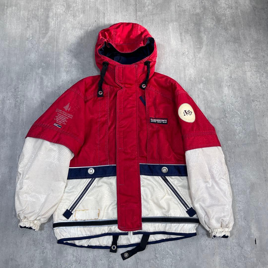 Z240 クラブ デサント スキーウェア 上下セット 赤 メンズ M 日本製