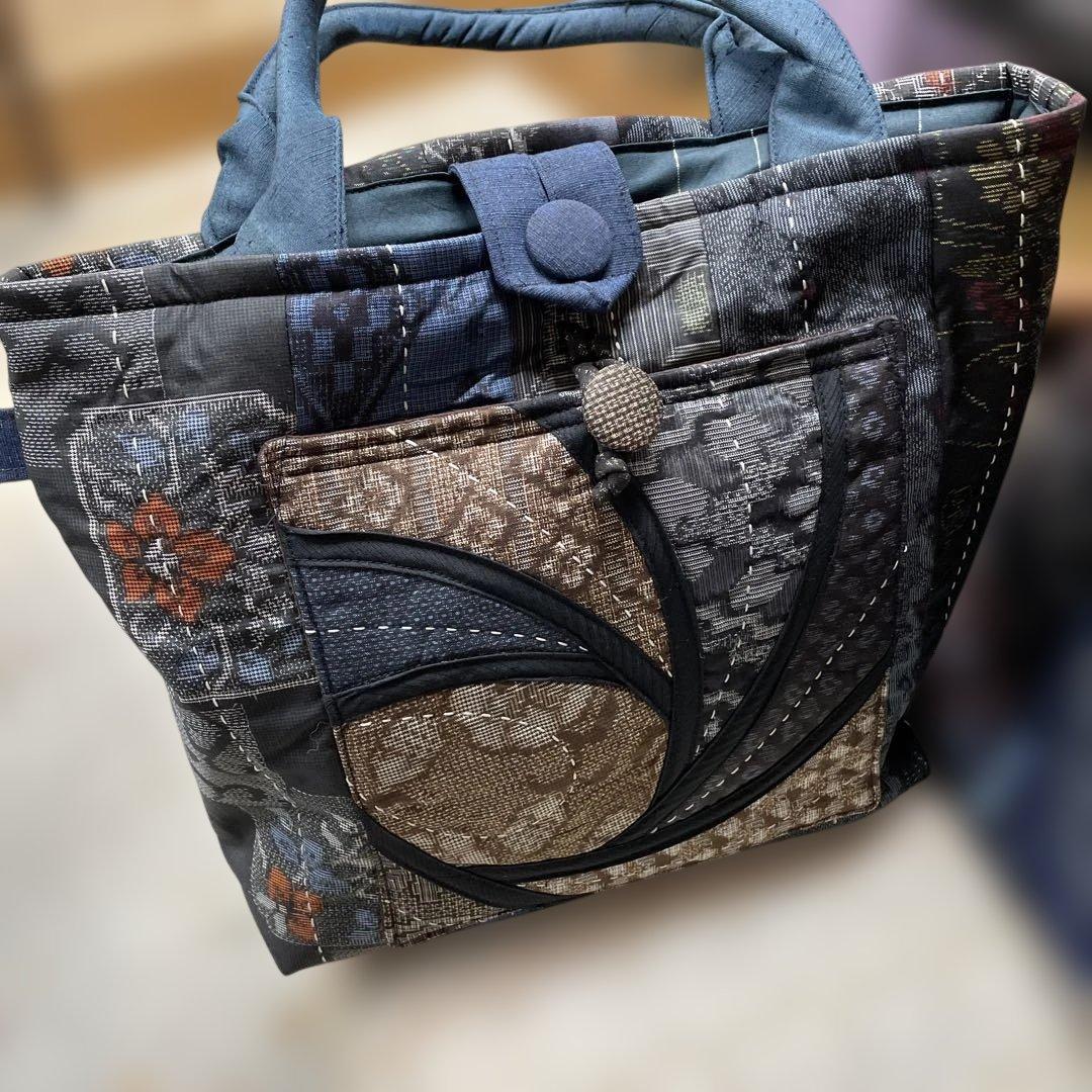 M156 バッグ３点まとめて売り　絣2点　大島1点　古布リメイク