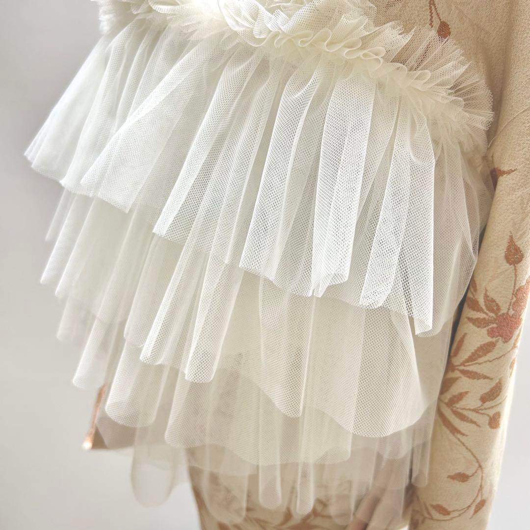 被布エプロン【ミルキーフリル】チュール被布　被布ドレス　七五三チュールドレス