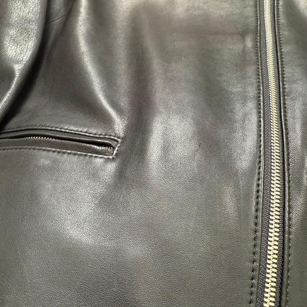 【美品】デプレ DES PRES ラムレザー ノーカラージャケット ブラック M