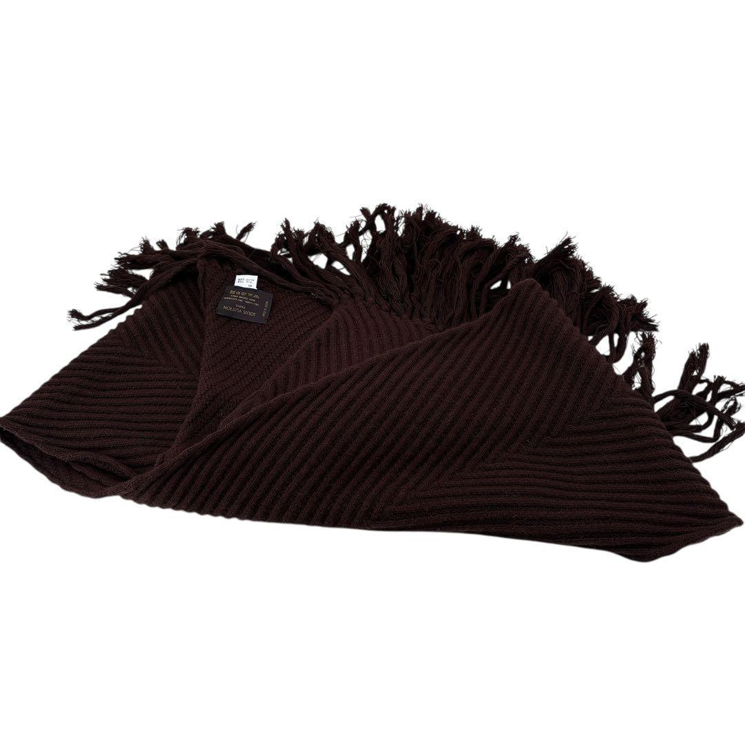 【美品】ルイヴィトン/カシミアロングマフラー/ストール/フリンジ/ポケット付き