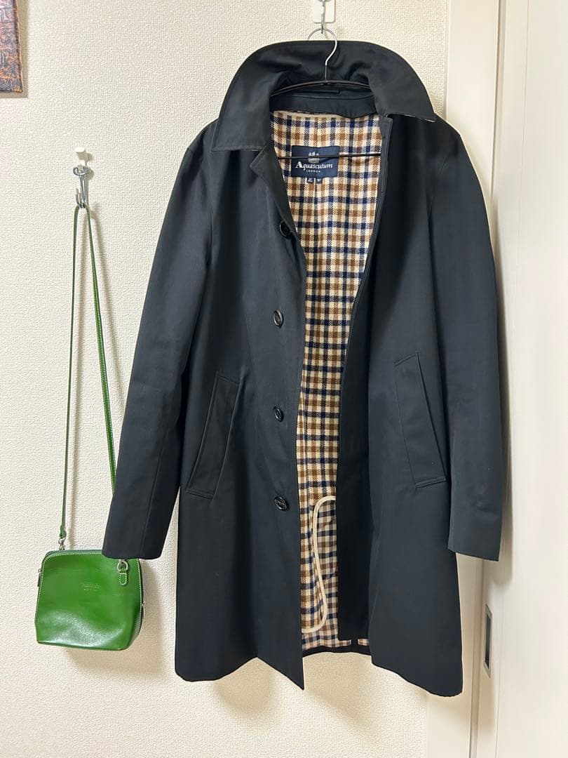 アクアスキュータム ブラック ステンカラーコート メンズ サイズ38