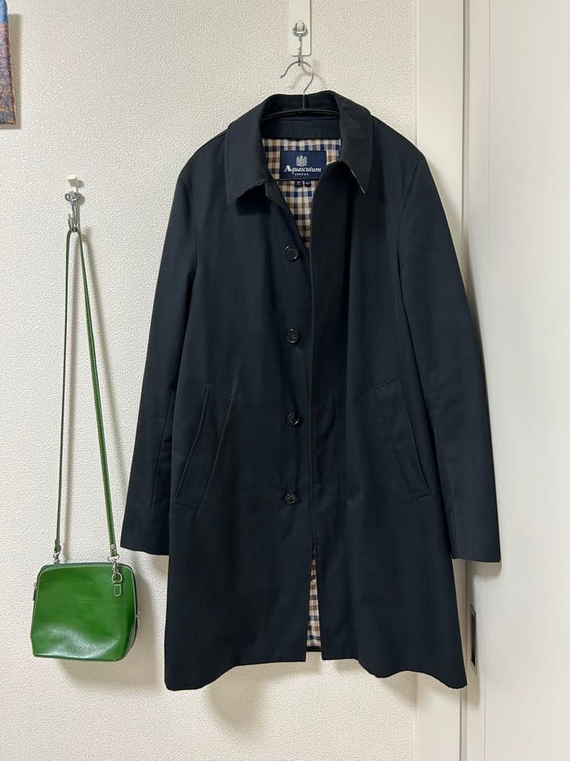 アクアスキュータム ブラック ステンカラーコート メンズ サイズ38