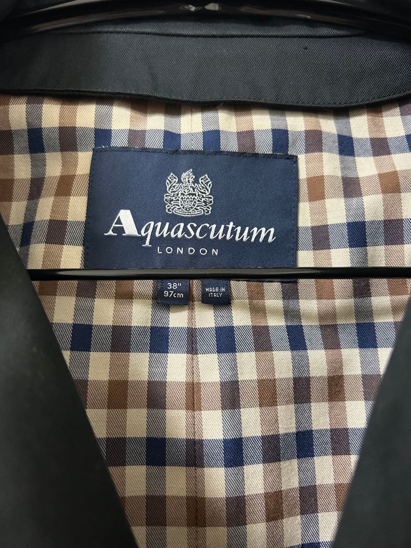 アクアスキュータム ブラック ステンカラーコート メンズ サイズ38