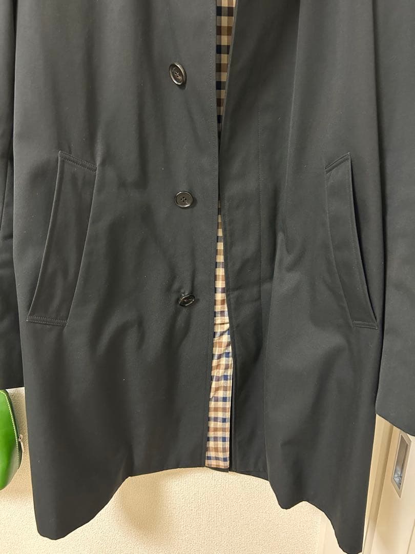 アクアスキュータム ブラック ステンカラーコート メンズ サイズ38