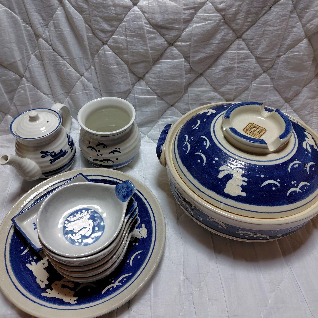 ウサギ柄　土鍋セット