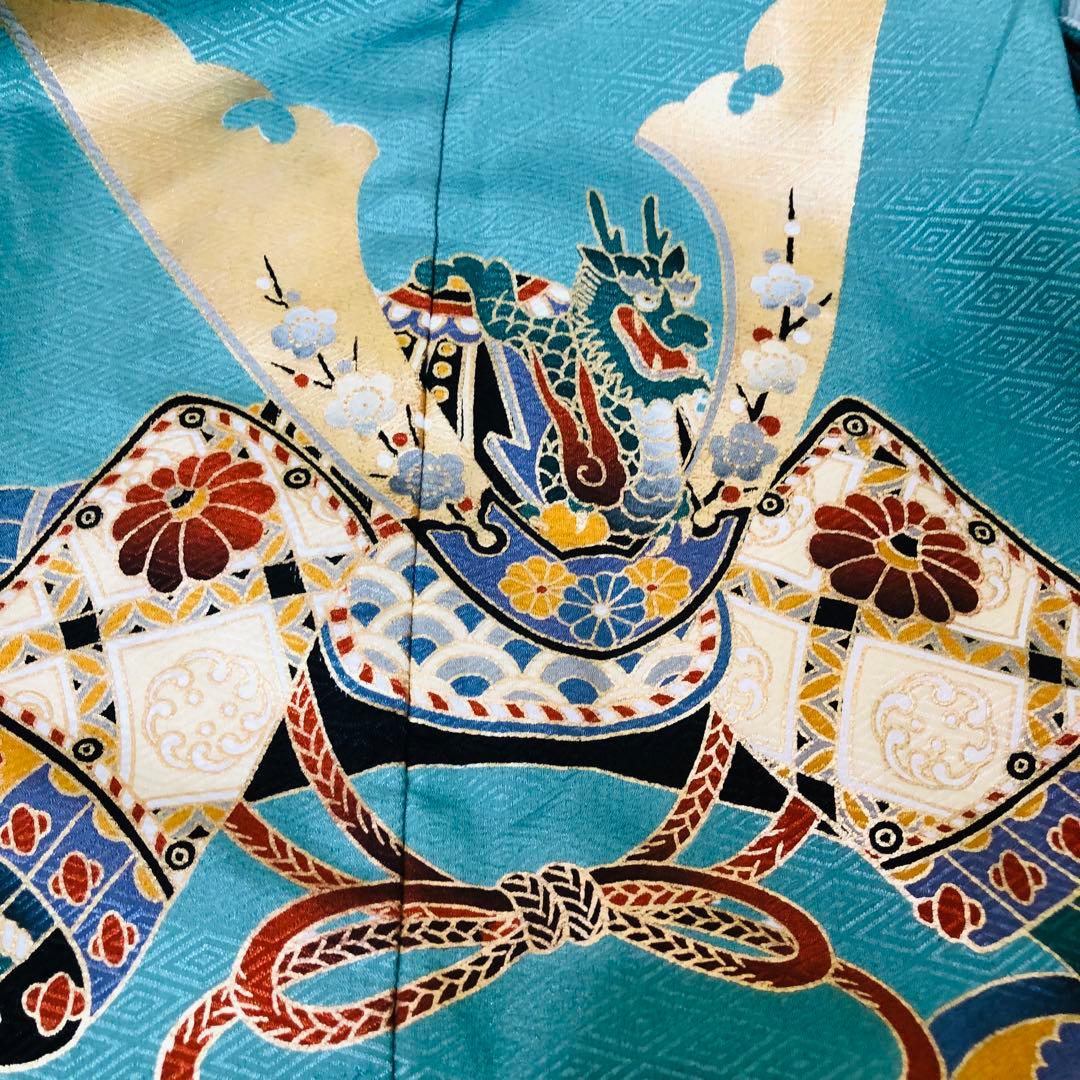 七五三3〜5歳完全フルセット‼️人気青系兜金彩煌びやか⭐︎袴縞金蘭刺繍袴豪華⭐︎秀品