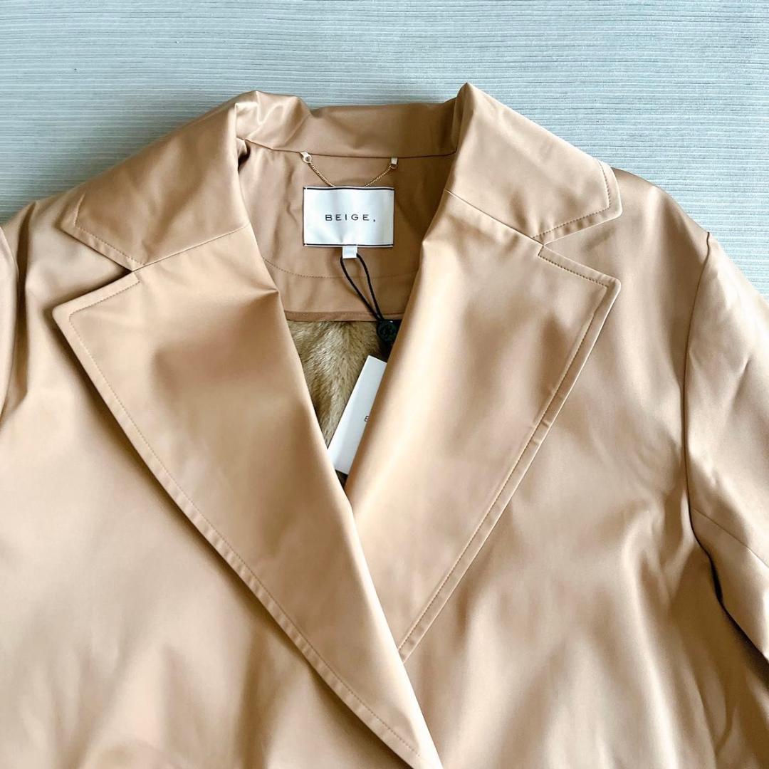 ＊未使用タグ付き【ベイジ】チェスターコート　ライナー　 キャメル　4 光沢感