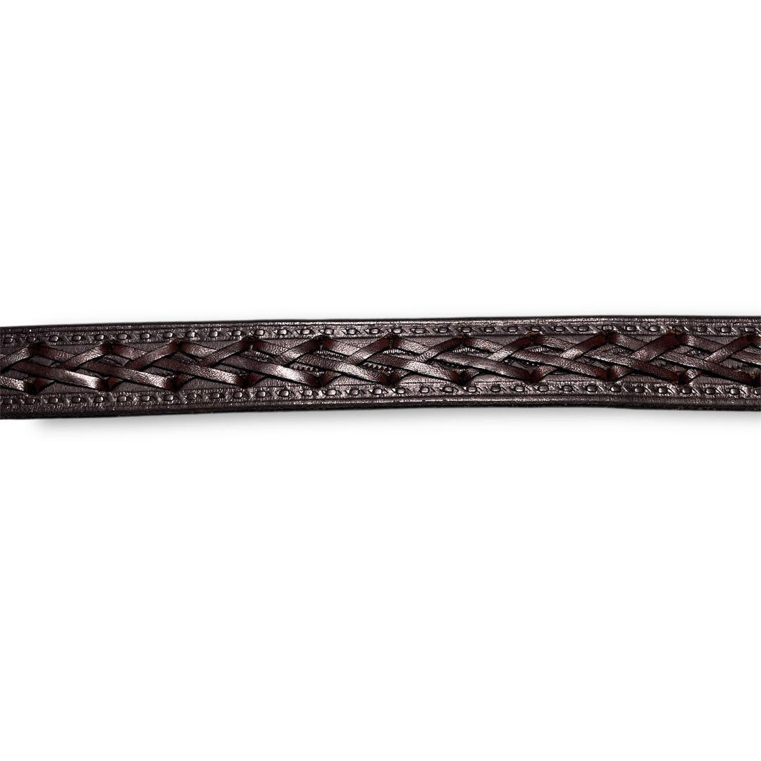 HTC ターコイズ　カービングレザー　編み込みベルト　ナロー　サイズ36