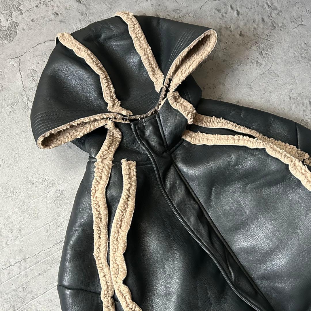 地底人オンライン CROWORLD ラムフリース フーディー ジャケット L