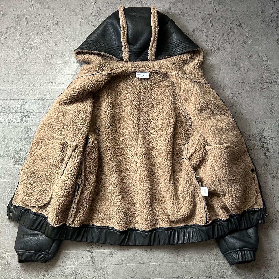 地底人オンライン CROWORLD ラムフリース フーディー ジャケット L