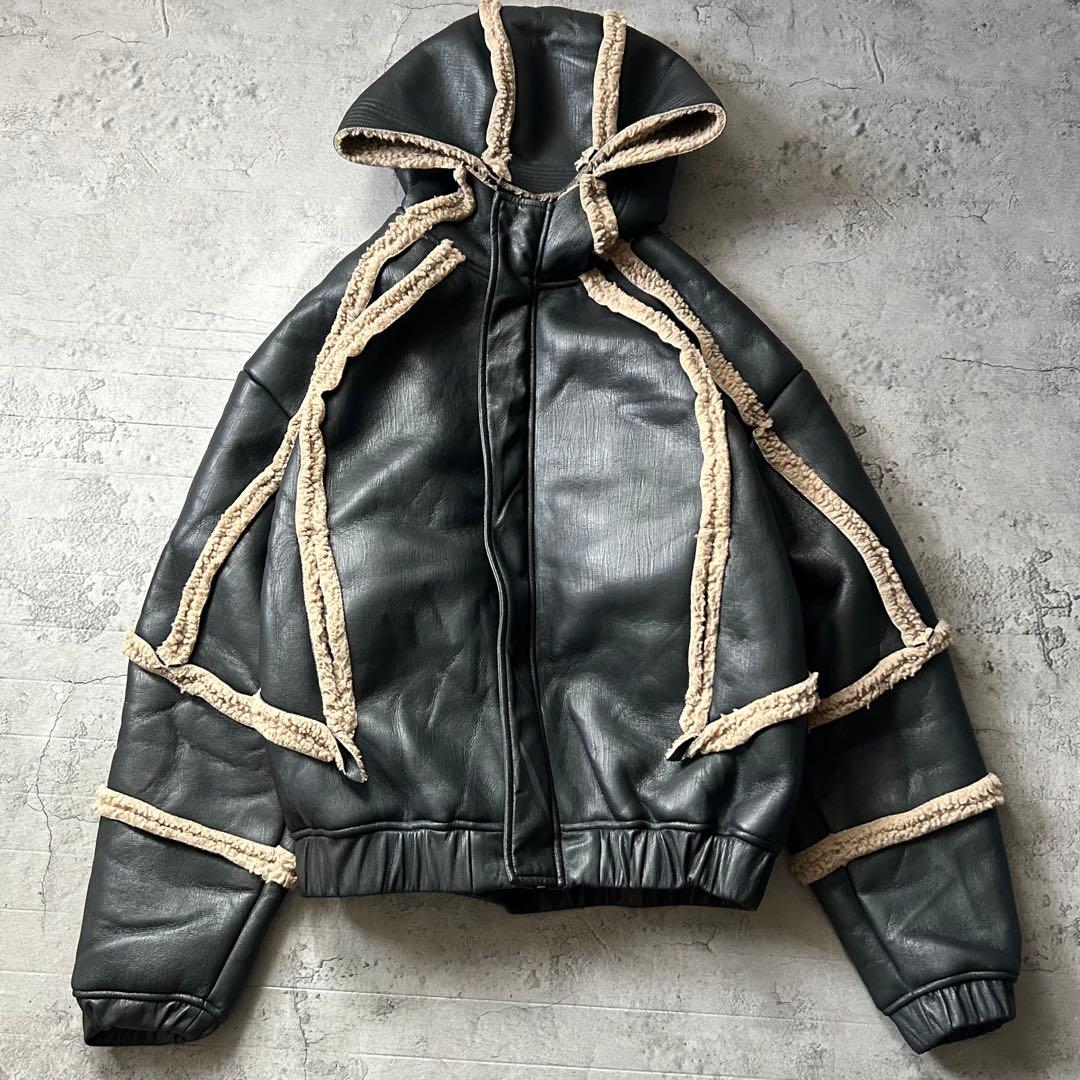 地底人オンライン CROWORLD ラムフリース フーディー ジャケット L