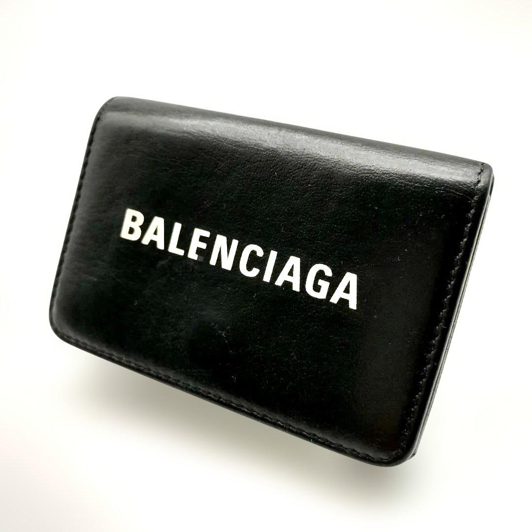 バレンシアガ　BALENCIAGA　三つ折り財布　エブリデイ　ロゴ　ブラック