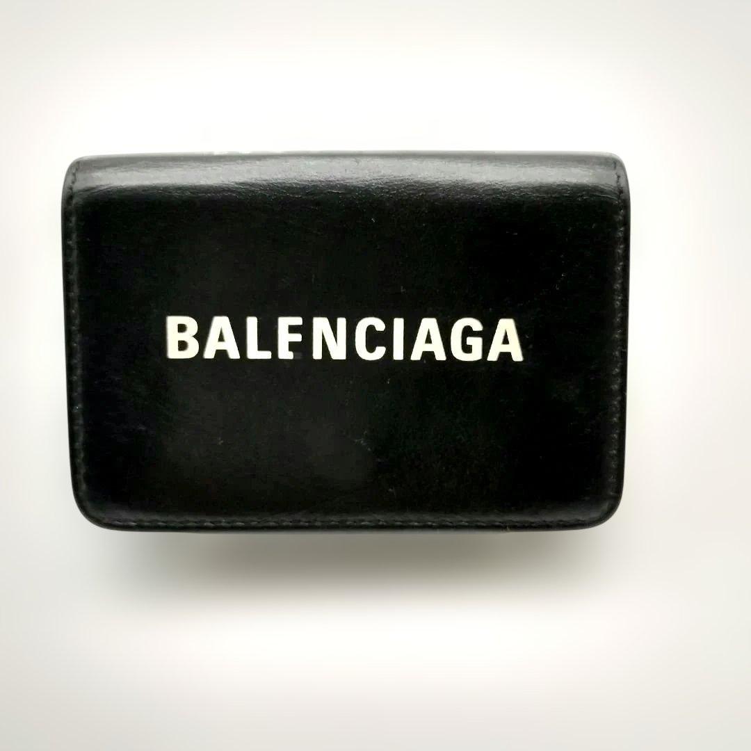 バレンシアガ　BALENCIAGA　三つ折り財布　エブリデイ　ロゴ　ブラック