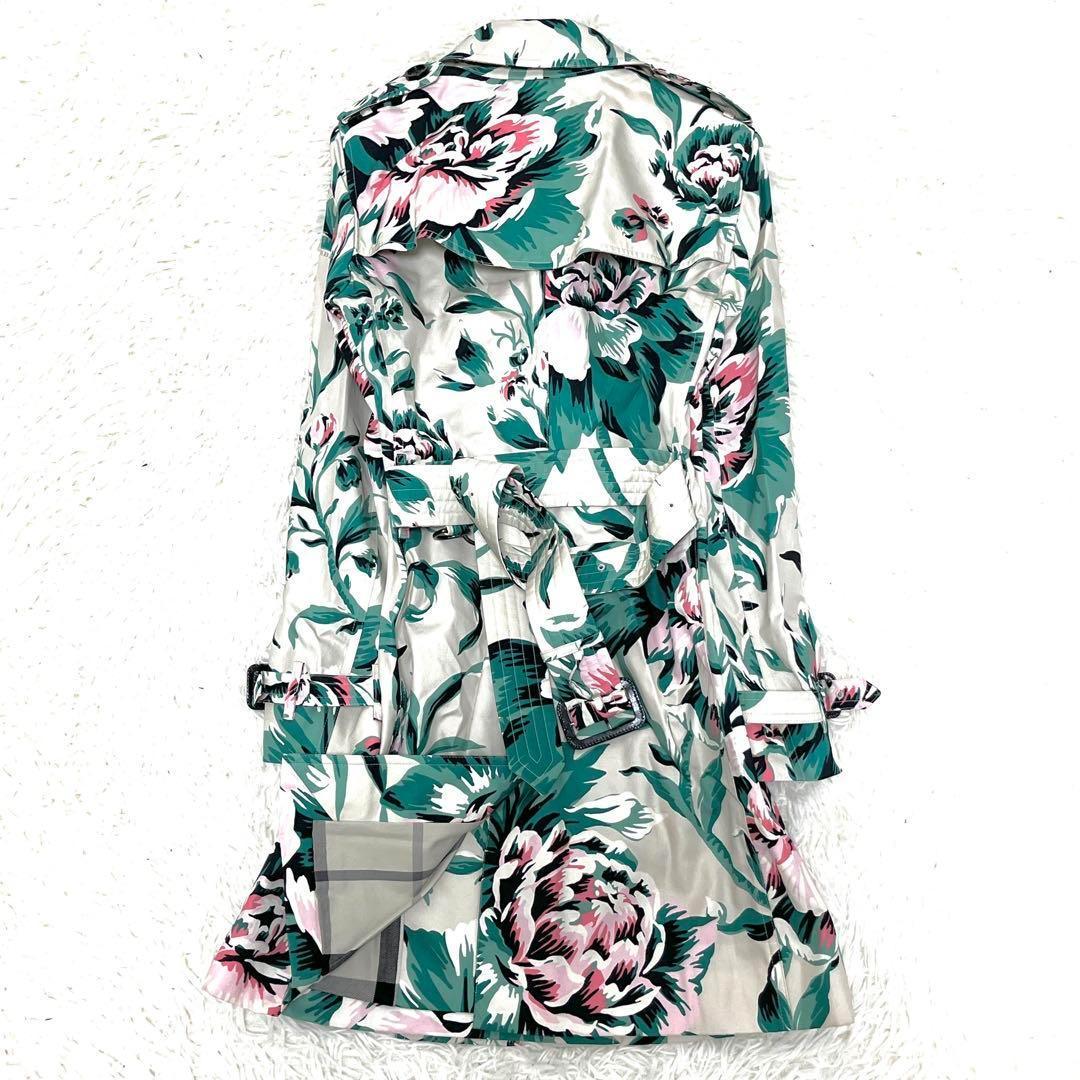 未使用保管品 バーバリー ボタニカル トレンチコート 花柄 ベルト XS