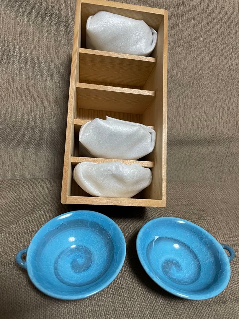 青色陶器小皿　５枚セット