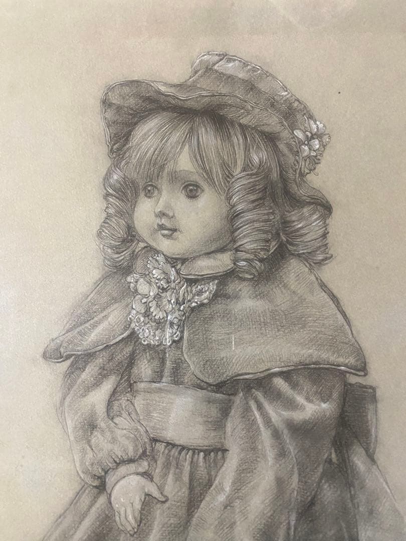 フランス人形デッサン(平野信サイン)マットシミ