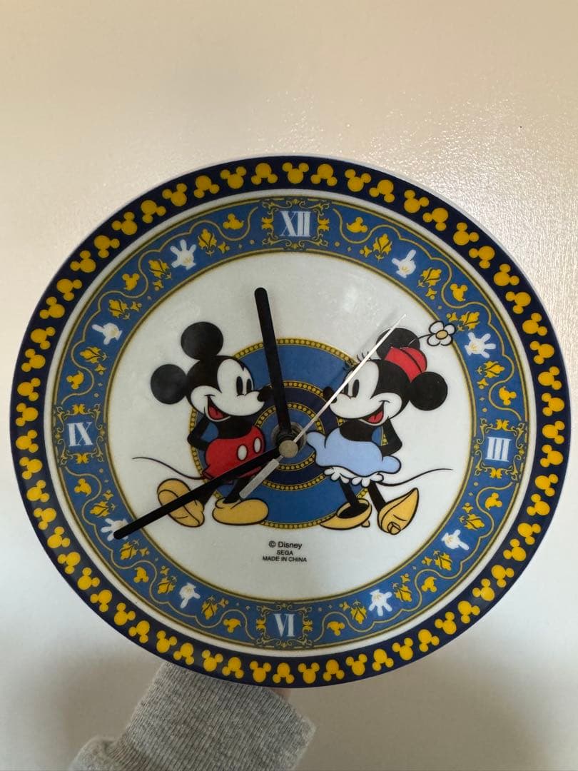 【Disney】ミッキー ミニー 掛時計 陶器製