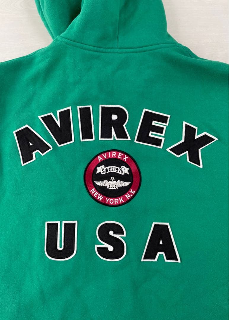 アヴィレックス　ジップアップパーカー　AVIREX　グリーン　ユルダボXL