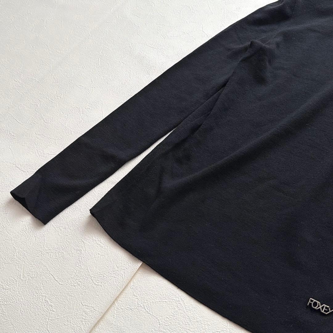 FOXEY グレースウール タートルネックニット 黒 38 イタリア糸