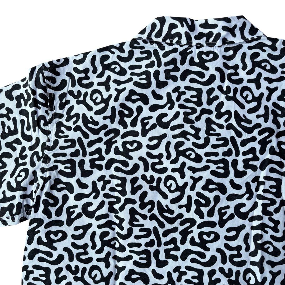 80s 韓国軍 バクテリアカモ コットンシャツ 初期 ブラックボタン XL 希少