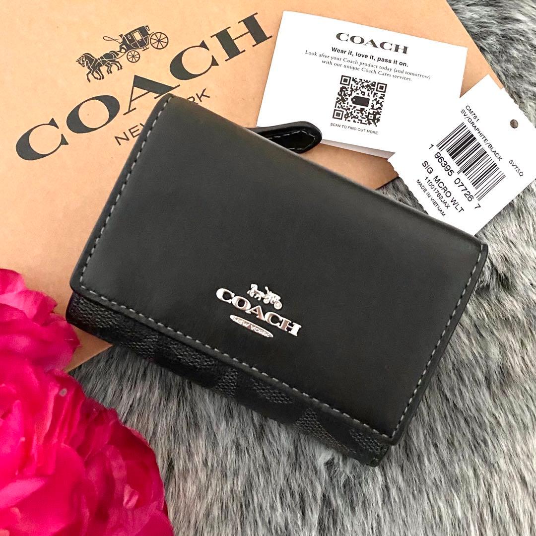 新品　正規品☆COACH コーチ　折り財布　メンズ ブラック　三つ折り財布
