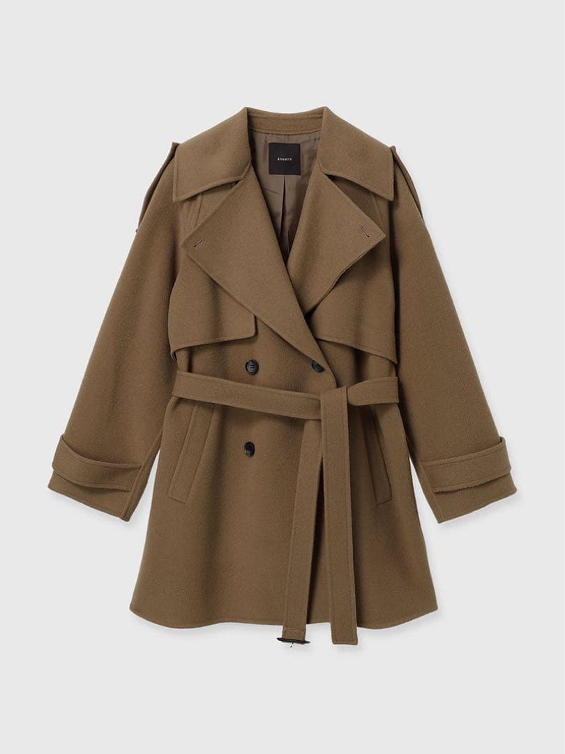 【新品未使用】anuans リバーウールミドルトレンチコート キャメル