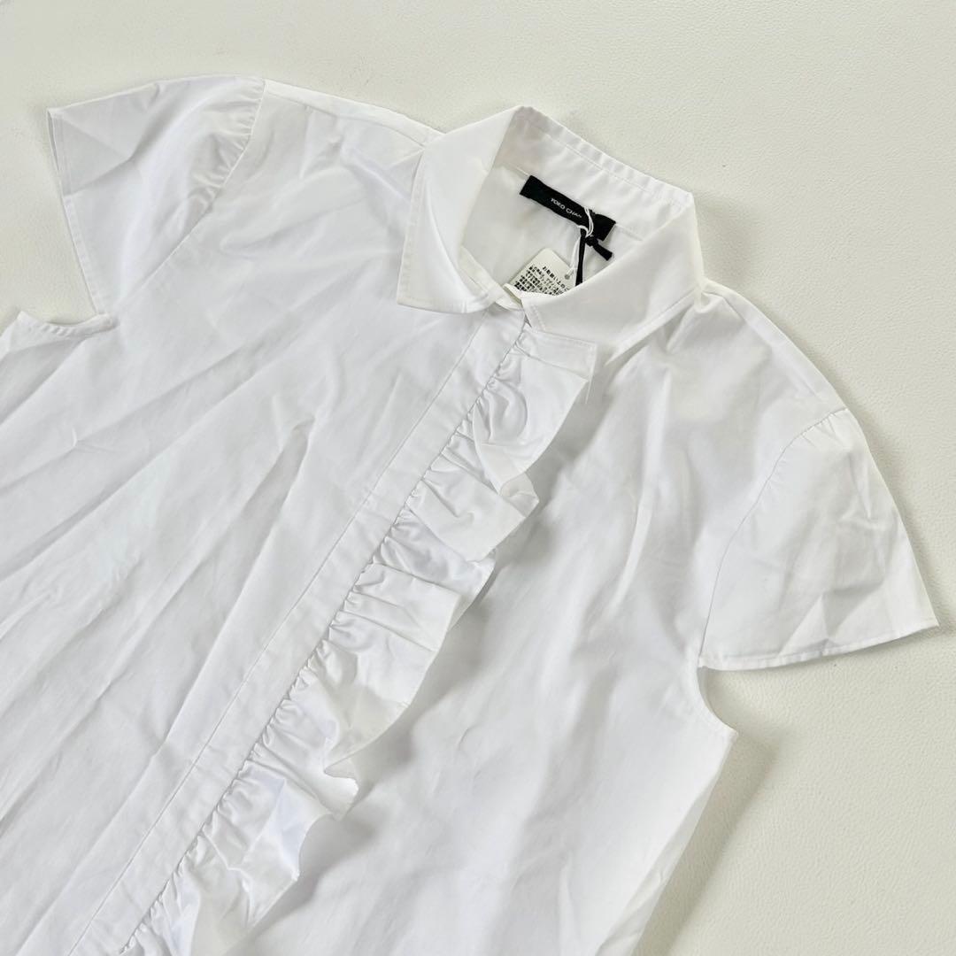 新品 定価6万円✨ヨーコチャン ハーフスリーブ フリルブラウス 白