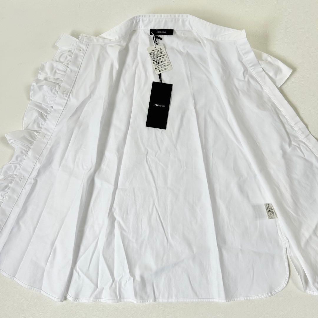 新品 定価6万円✨ヨーコチャン ハーフスリーブ フリルブラウス 白