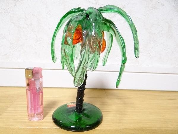 80年代 ビンテージ 沖縄観光記念 琉球ガラス ヤシの木 南国 レトロ 当時物
