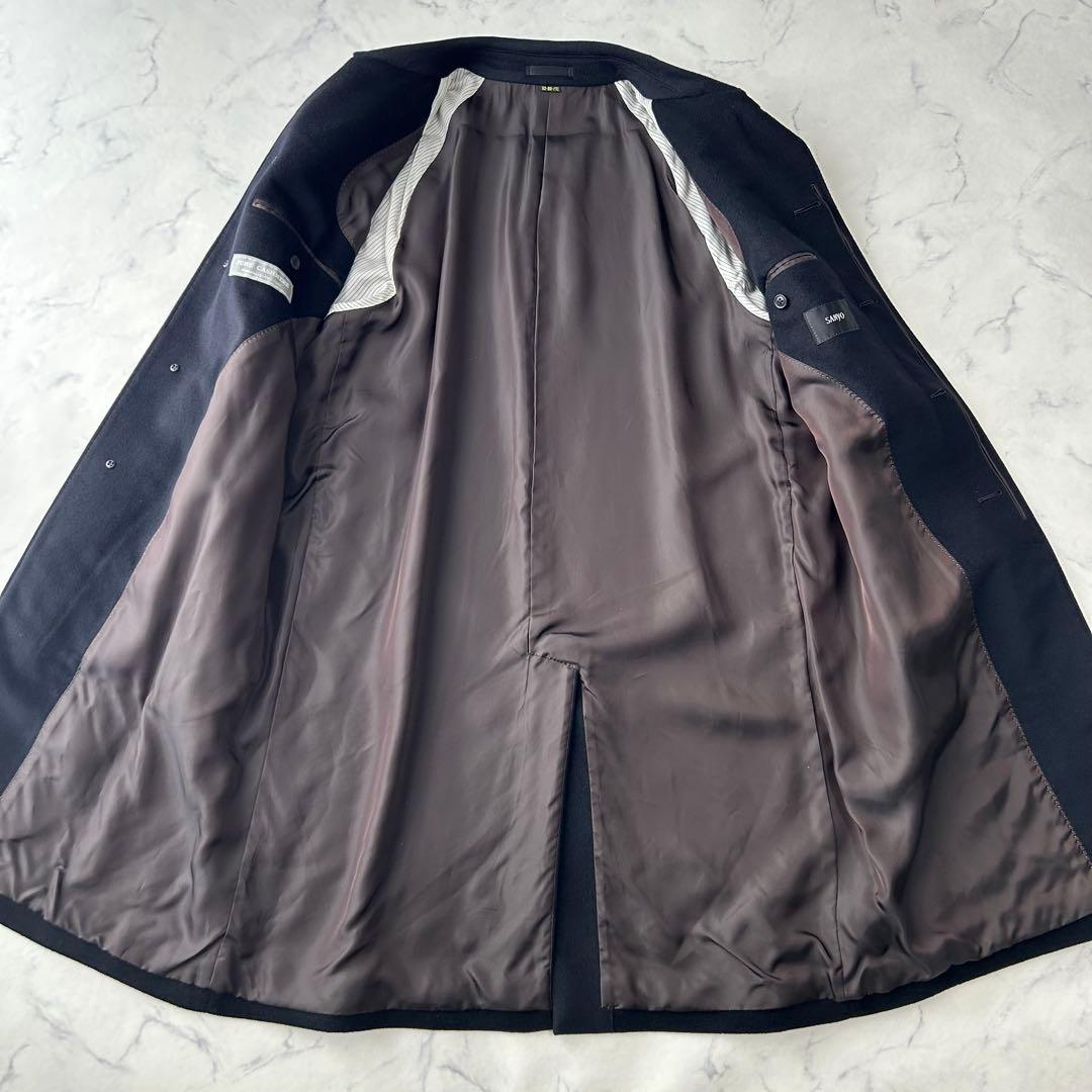 極美品✨　ピュアカシミヤ100%　サンヨーコート　ステンカラーコート　比翼　黒