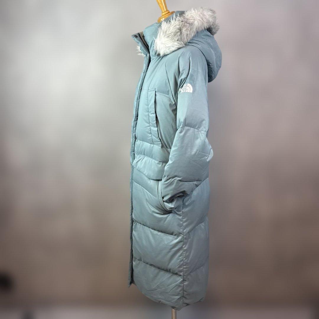 暖かい☆The North Face フード付きロングコート 水色　553