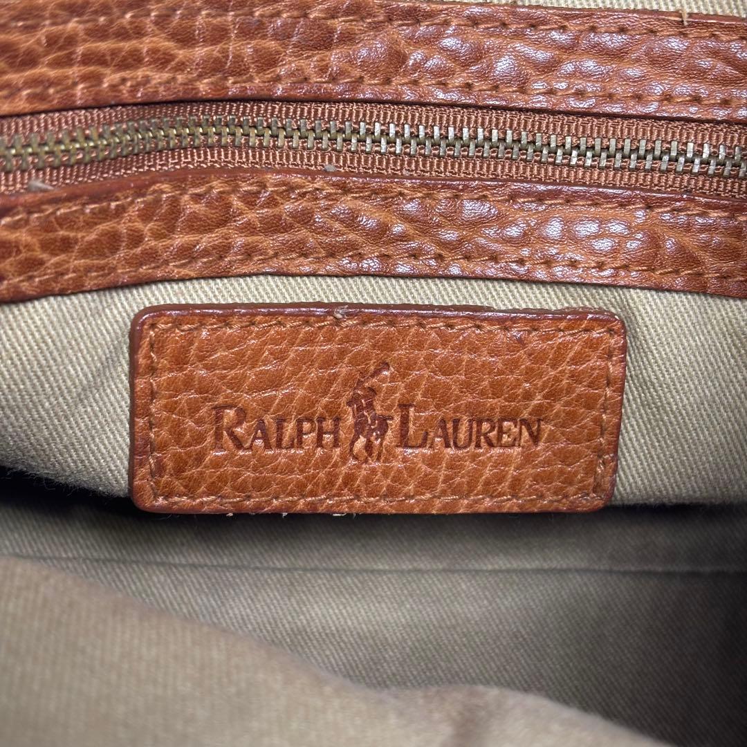 美品 ラルフローレン ハンドバッグ ミニボストン チャーム 鍵 レザー ブラウン