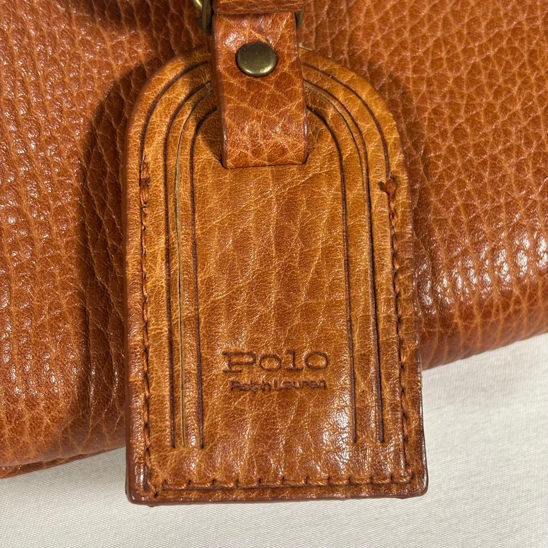 美品 ラルフローレン ハンドバッグ ミニボストン チャーム 鍵 レザー ブラウン