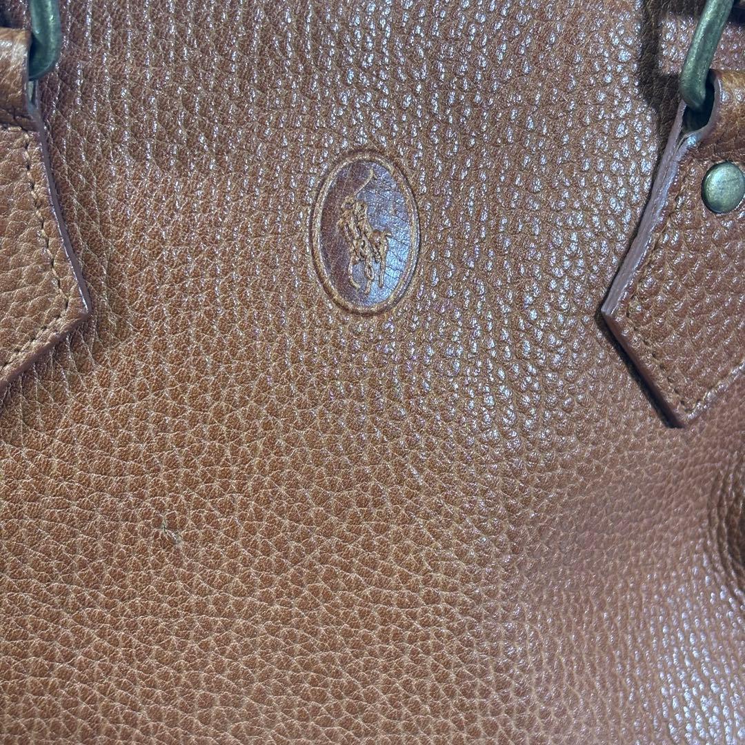 美品 ラルフローレン ハンドバッグ ミニボストン チャーム 鍵 レザー ブラウン