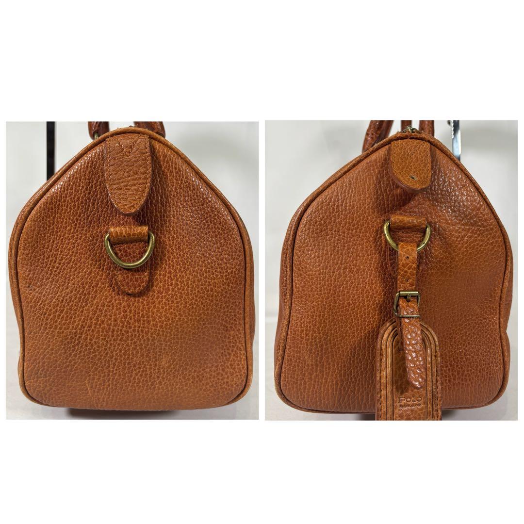 美品 ラルフローレン ハンドバッグ ミニボストン チャーム 鍵 レザー ブラウン