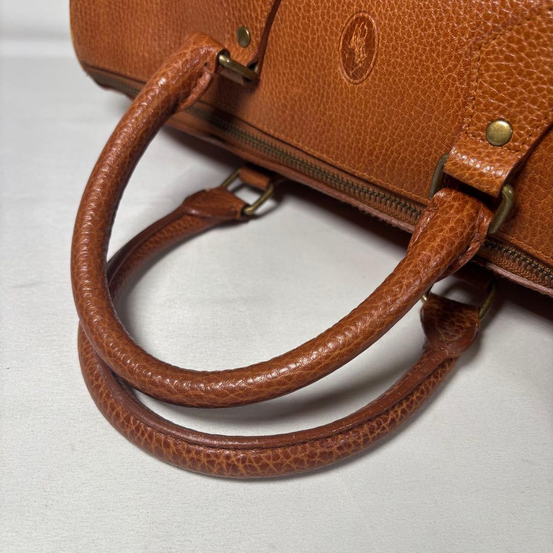 美品 ラルフローレン ハンドバッグ ミニボストン チャーム 鍵 レザー ブラウン