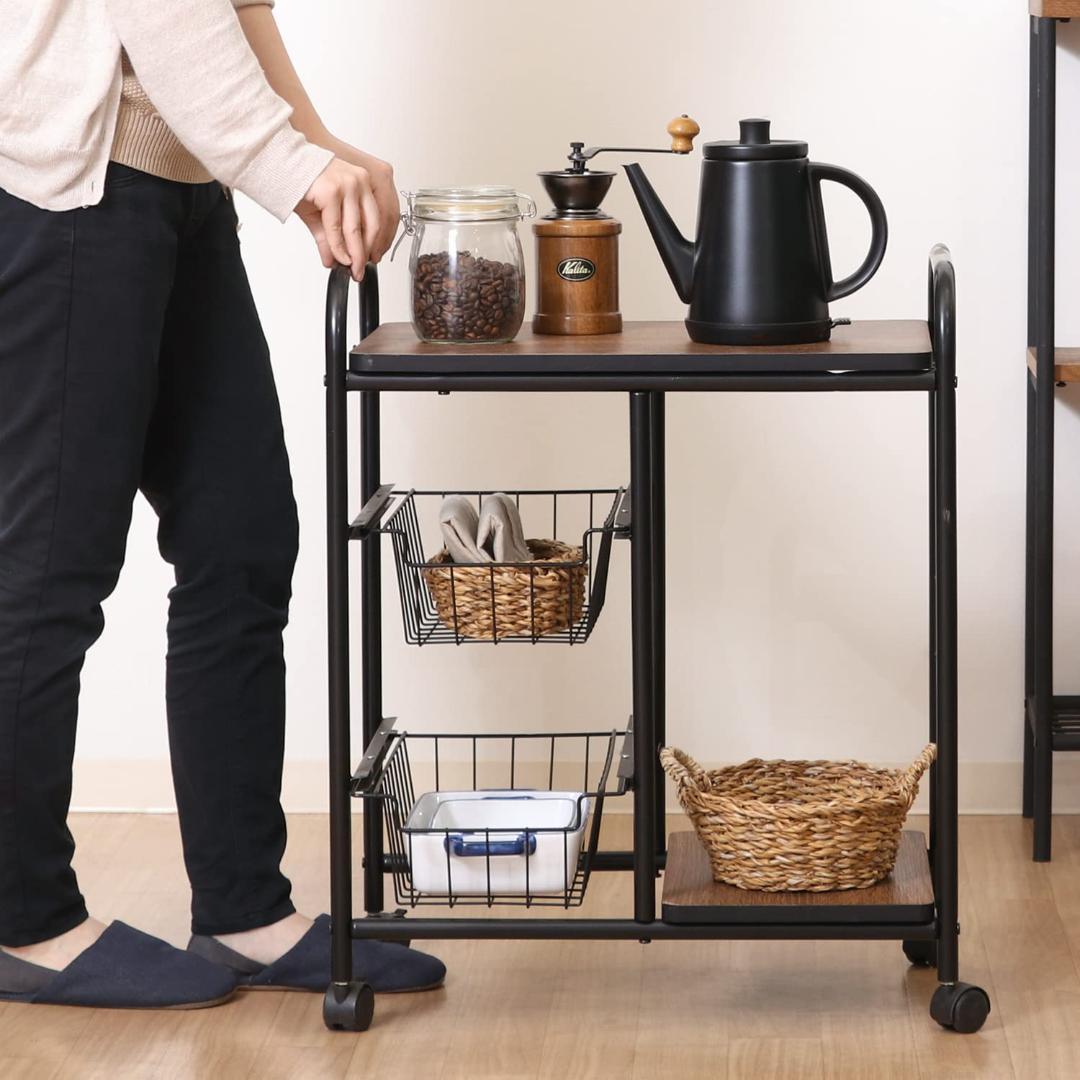 ワゴン お洒落で機能的なキッチン収納作業スペース ラック