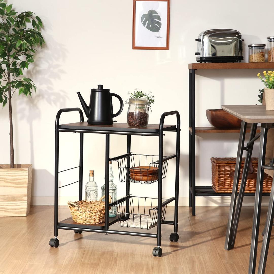 ワゴン お洒落で機能的なキッチン収納作業スペース ラック