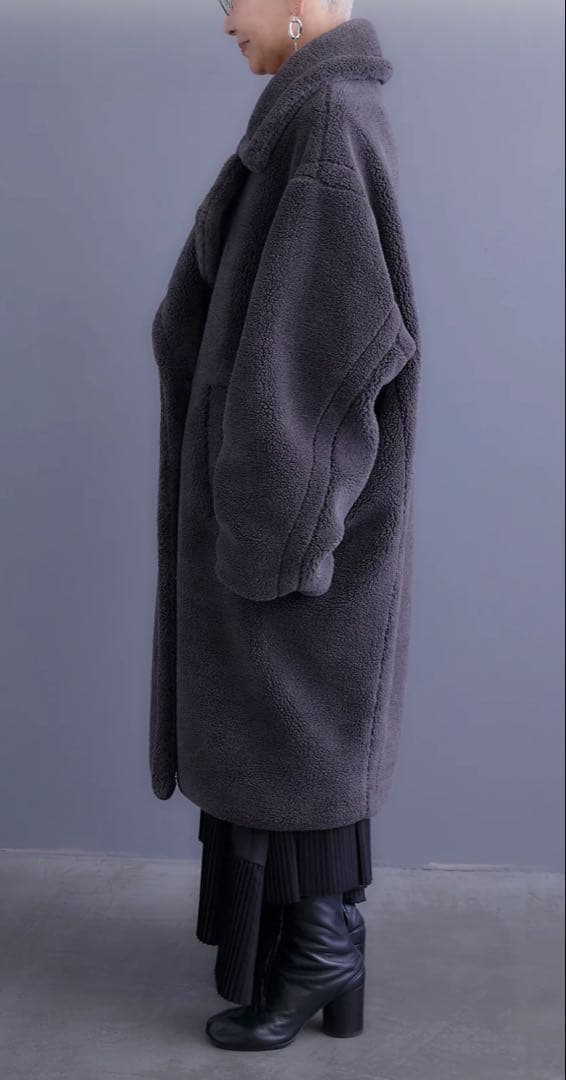 AIJAN 新品未使用　テディボアロングコート　チャコール　フリーサイズ